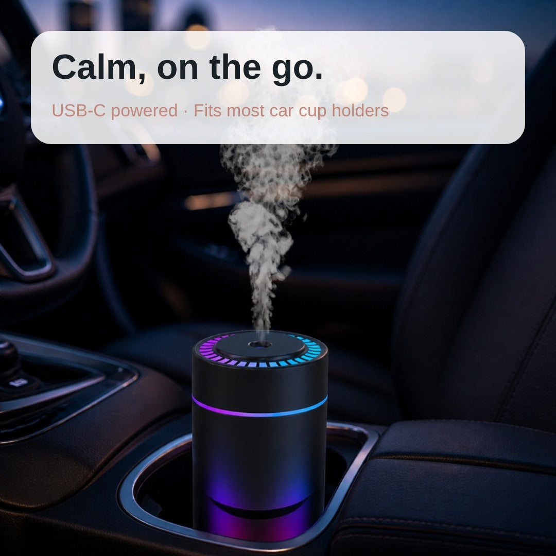 Mistly diffuser in a car cup holder